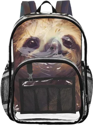senya Transparent School Bag Sloth with Wide Eyes Travel Backpack With Water-Resistant PVC Plastic Clear Bagpack