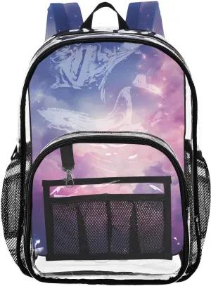 senya Transparent School Bag Starlight under The Clouds Travel Backpack With Water-Resistant PVC Plastic Clear Bagpack