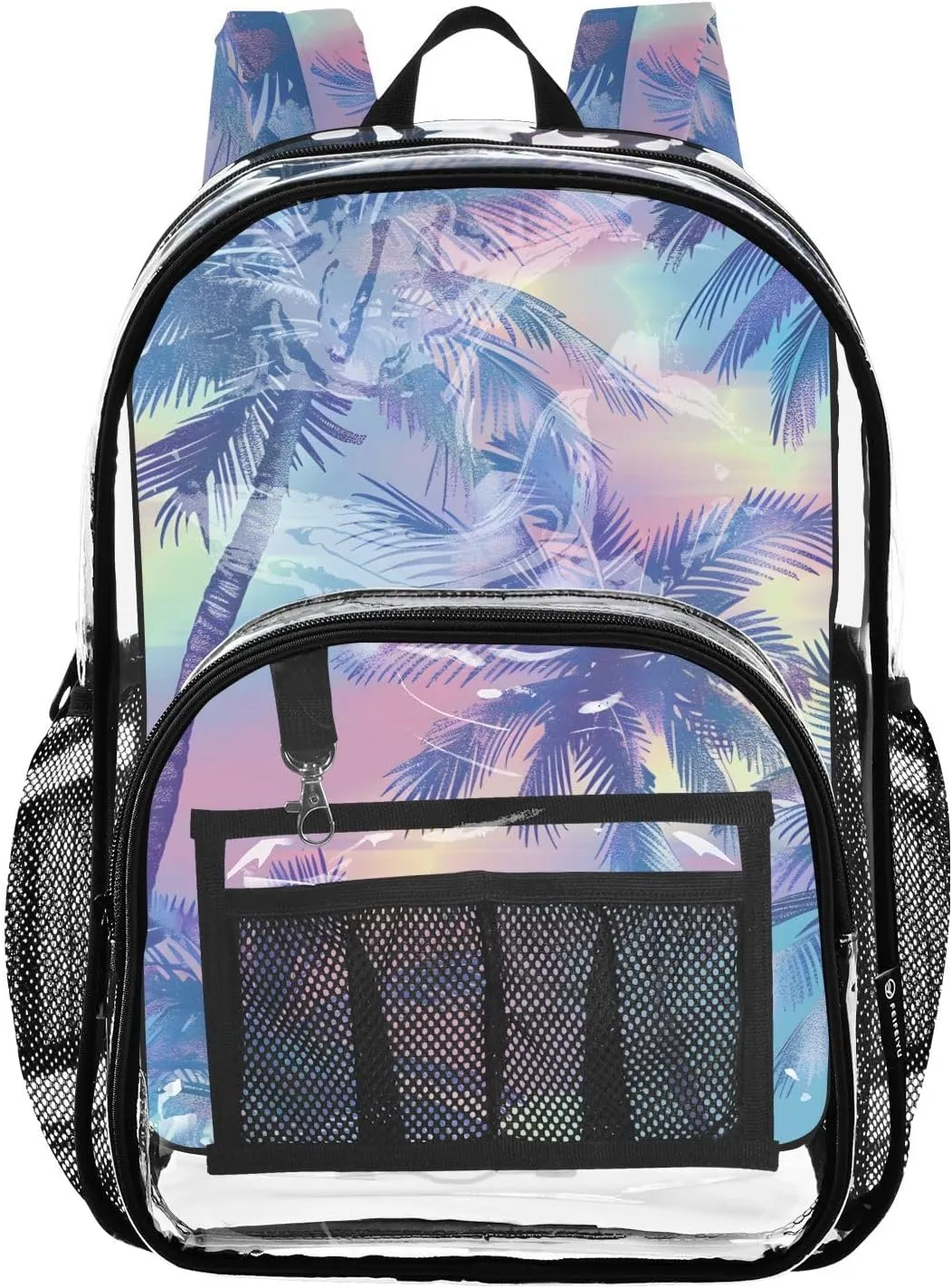 senya Transparent School Bag Tie-dye Coconut Tree Travel Backpack With Water-Resistant PVC Plastic Clear Bagpack