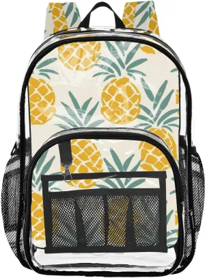 senya Transparent School Bag Yellow Pineapples Travel Backpack With Water-Resistant PVC Plastic Clear Bagpack