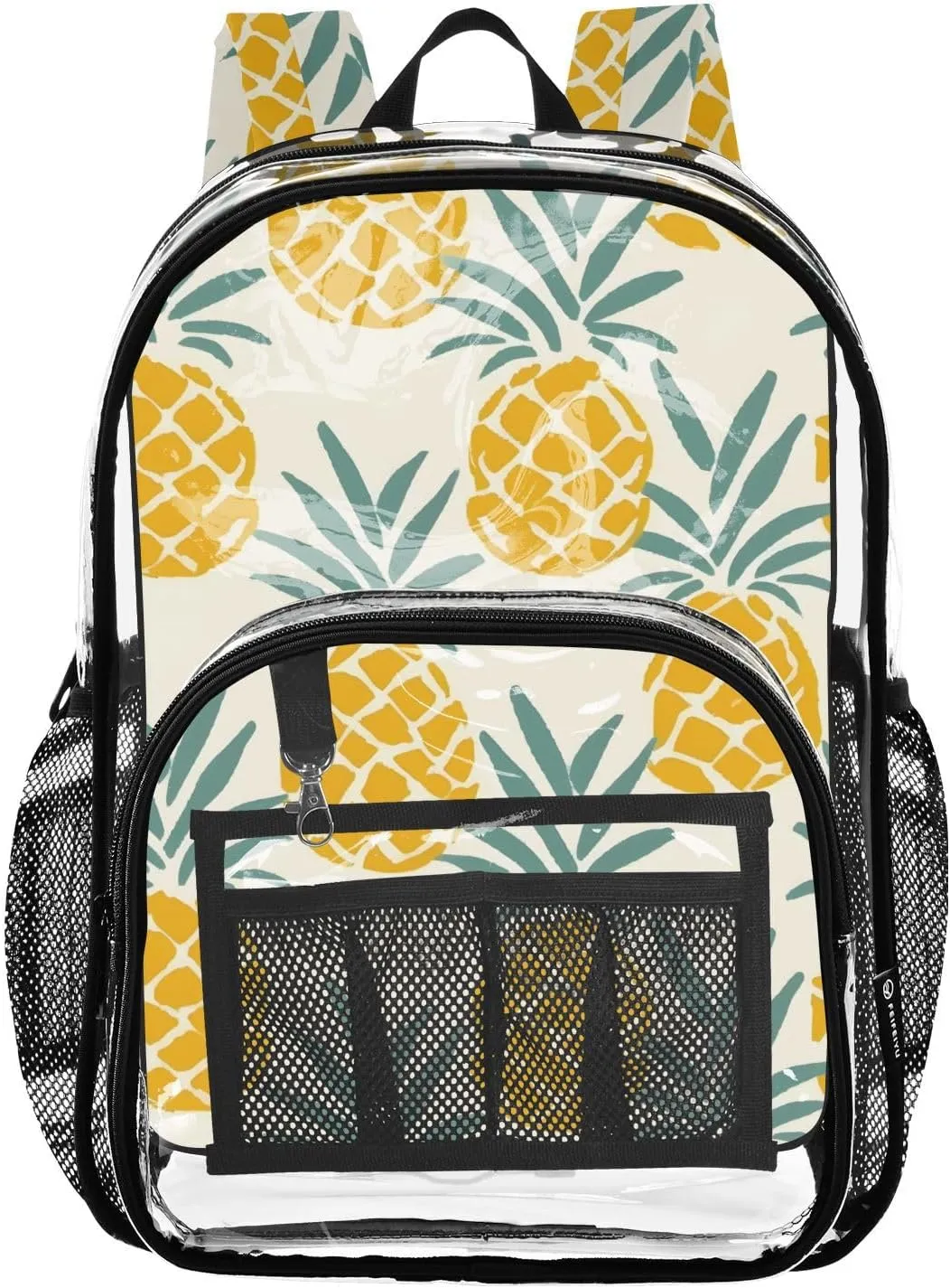 senya Transparent School Bag Yellow Pineapples Travel Backpack With Water-Resistant PVC Plastic Clear Bagpack