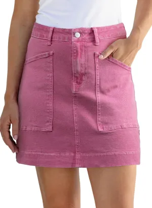Sidefeel Women's Jean Skirt High Waisted Stretch Casual Summer Mini Skort Zimbaplatinum Denim Skirt with Pockets