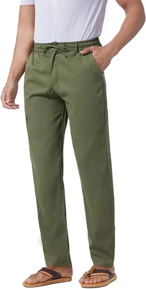 Slim Fit Chino Pants for Men Cotton Twill Casual Stretch Dress Pants Drawstring Trousers (Available in Big & Tall)