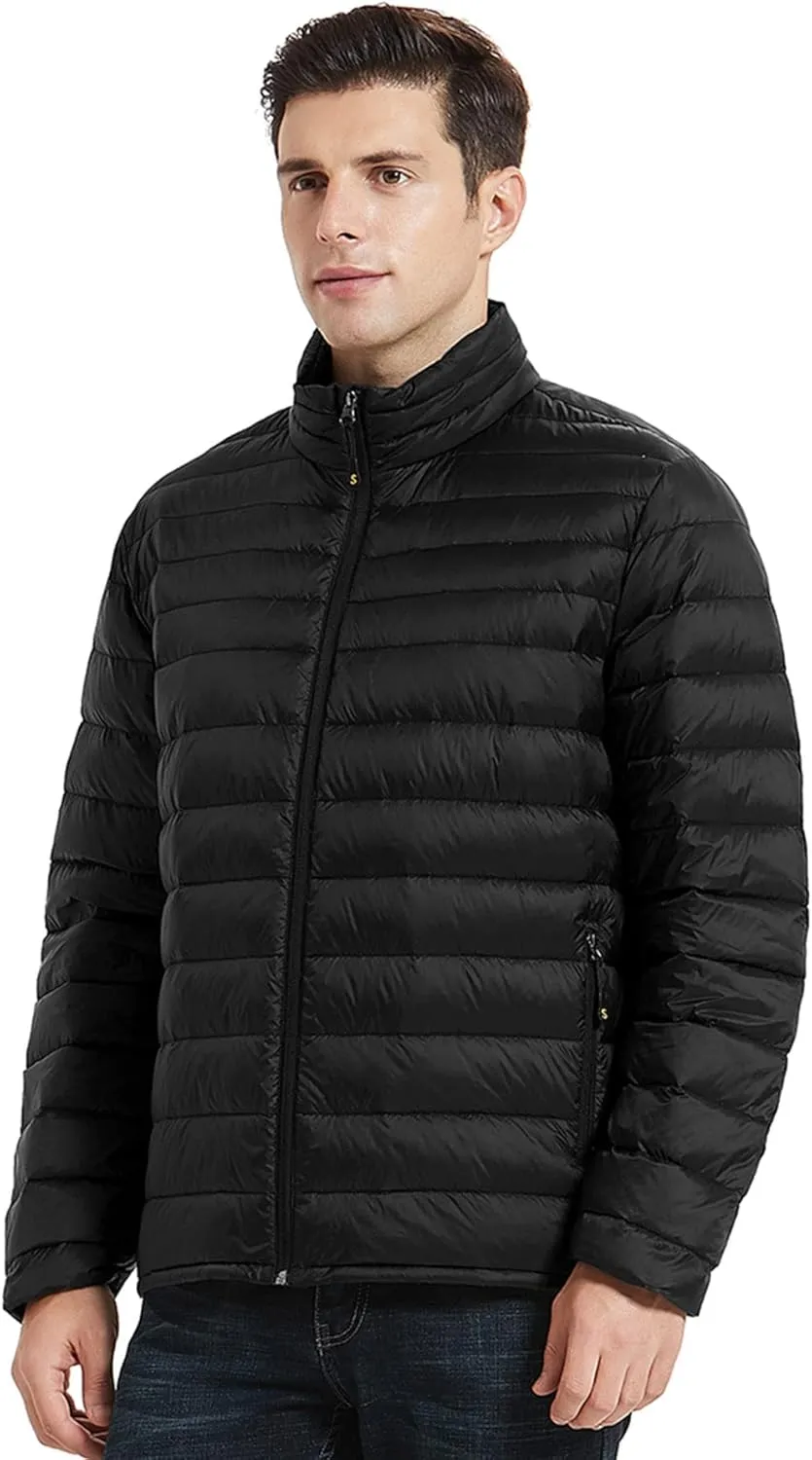 SLOW DOWN Men Lightweight Down Puffer Jakcet, Packable Winter Puffy Down Jacket