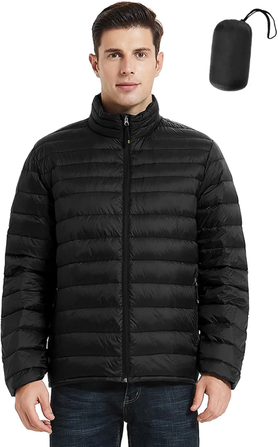 SLOW DOWN Men Lightweight Down Puffer Jakcet, Packable Winter Puffy Down Jacket