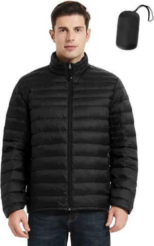 SLOW DOWN Men Lightweight Down Puffer Jakcet, Packable Winter Puffy Down Jacket