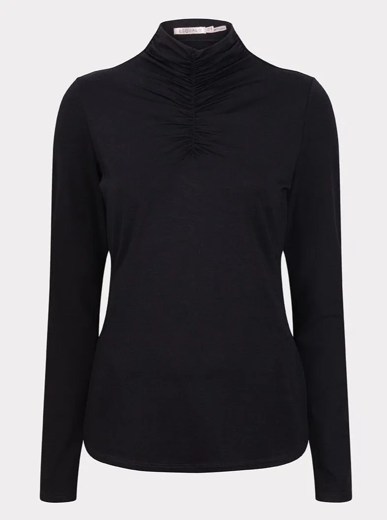 Solid Smocked Top [Black-F2330517]