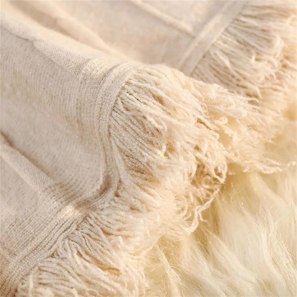 Solid Tassel Knitted Pleated Skirt for Women Spring Winter Elastic High Waist All-Match A-Line Skirts