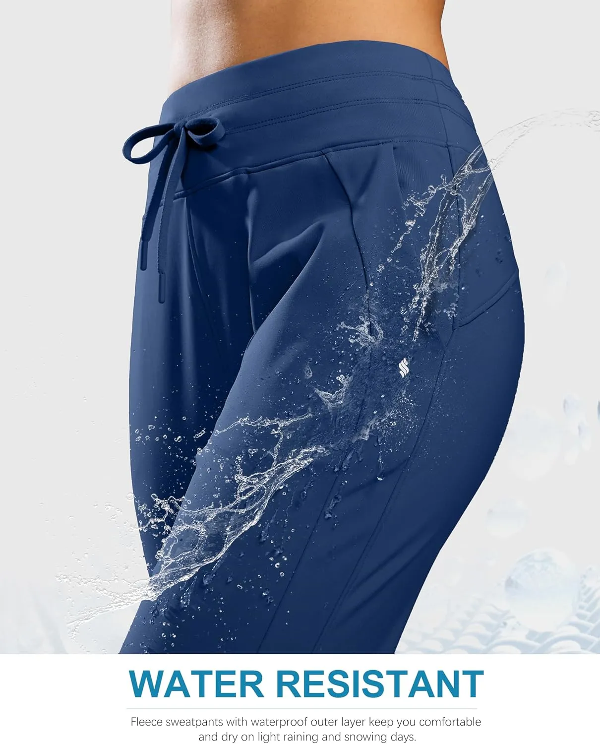 Soothfeel Women's Fleece Lined Joggers Water Resistant High Waisted Sweatpants Winter Warm Thermal Running Hiking Pant Pocket
