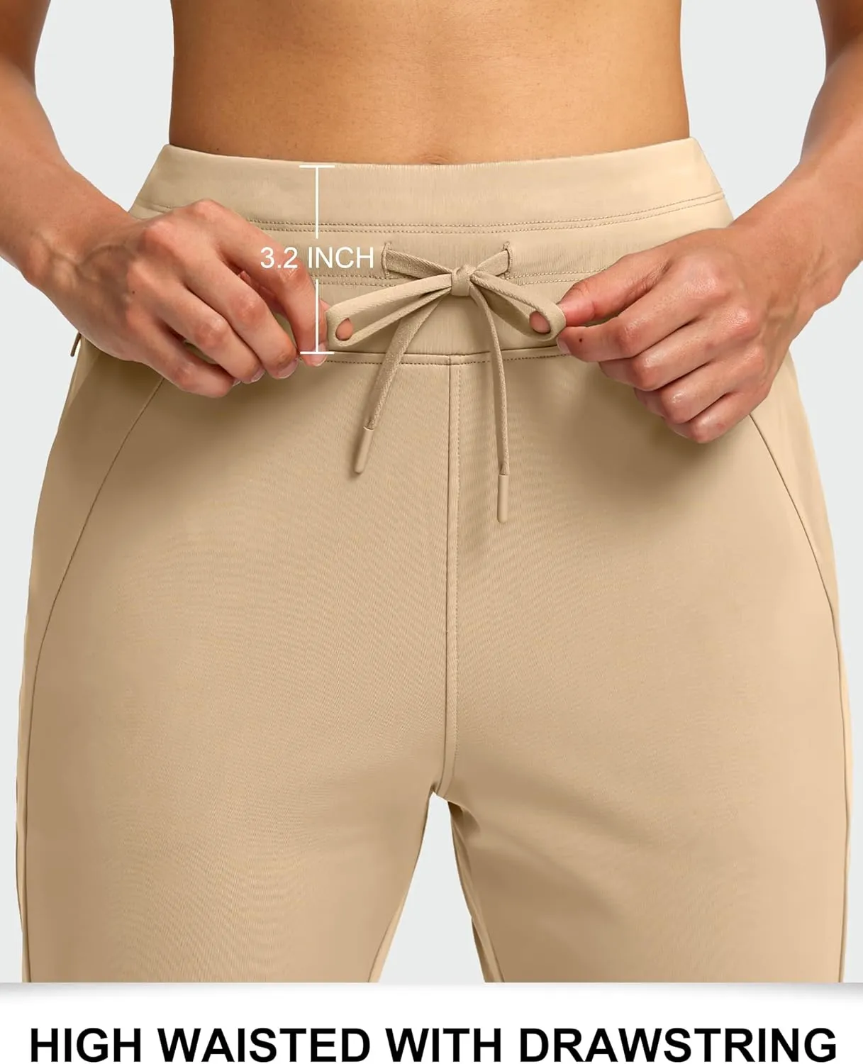 Soothfeel Women's Fleece Lined Joggers Water Resistant High Waisted Sweatpants Winter Warm Thermal Running Hiking Pant Pocket
