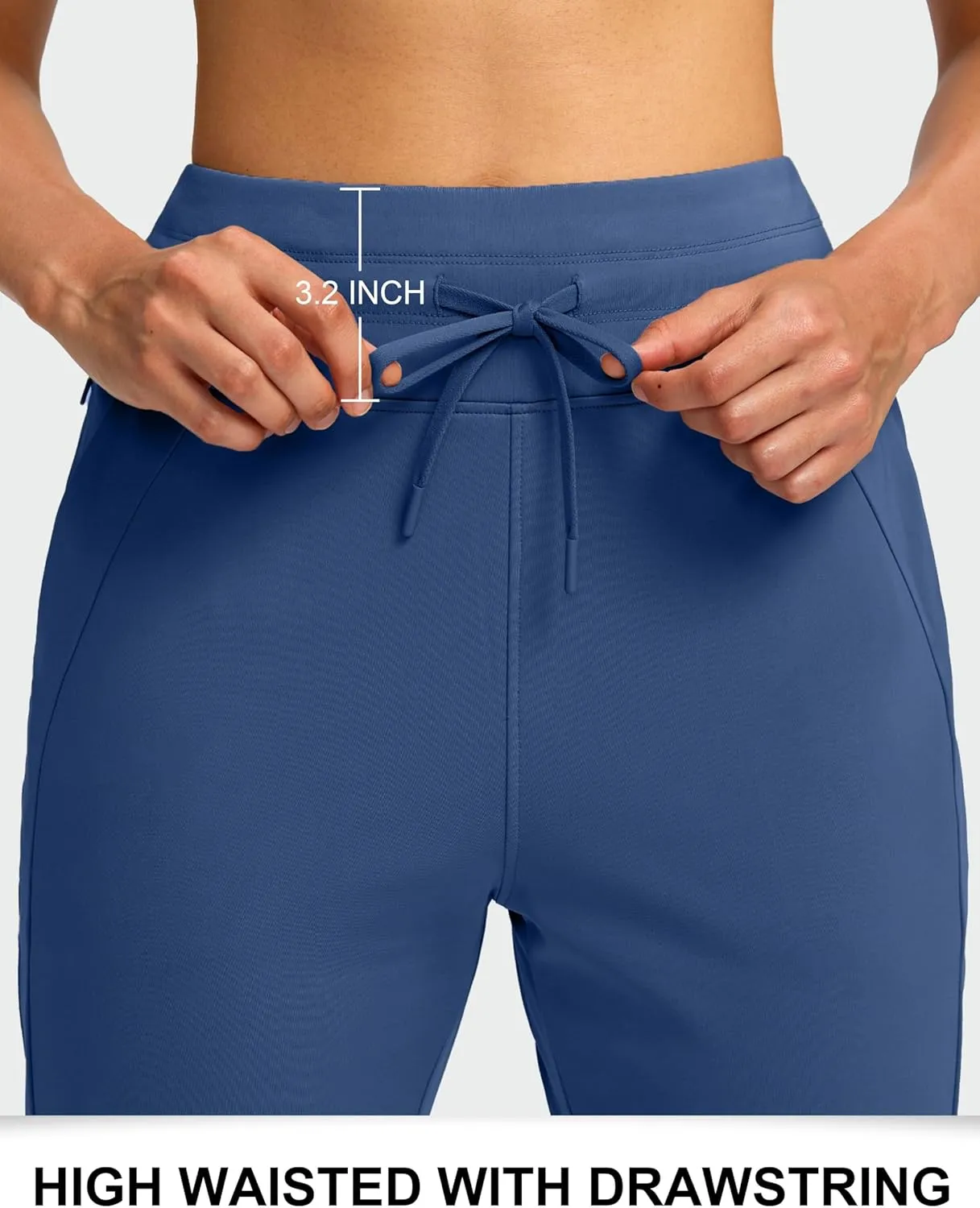 Soothfeel Women's Fleece Lined Joggers Water Resistant High Waisted Sweatpants Winter Warm Thermal Running Hiking Pant Pocket