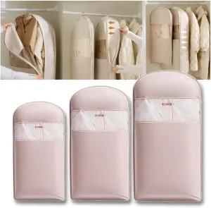 Space Saving Hanging Garment Bag, Hanging Garment Bag With Self Compression Zipper, Space Saver Closet Organizer, For Moving Or Storaging Clothes, For Down Coats, Jackets, Suits (pink,M)