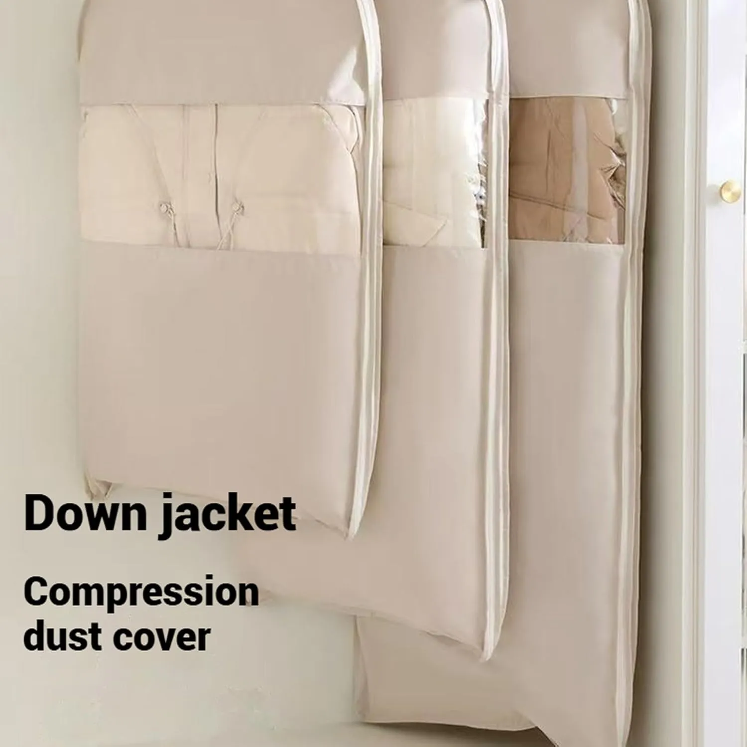 Space Saving Hanging Garment Bag, Hanging Garment Bag With Self Compression Zipper, Space Saver Closet Organizer, For Moving Or Storaging Clothes, For Down Coats, Jackets, Suits (pink,M)