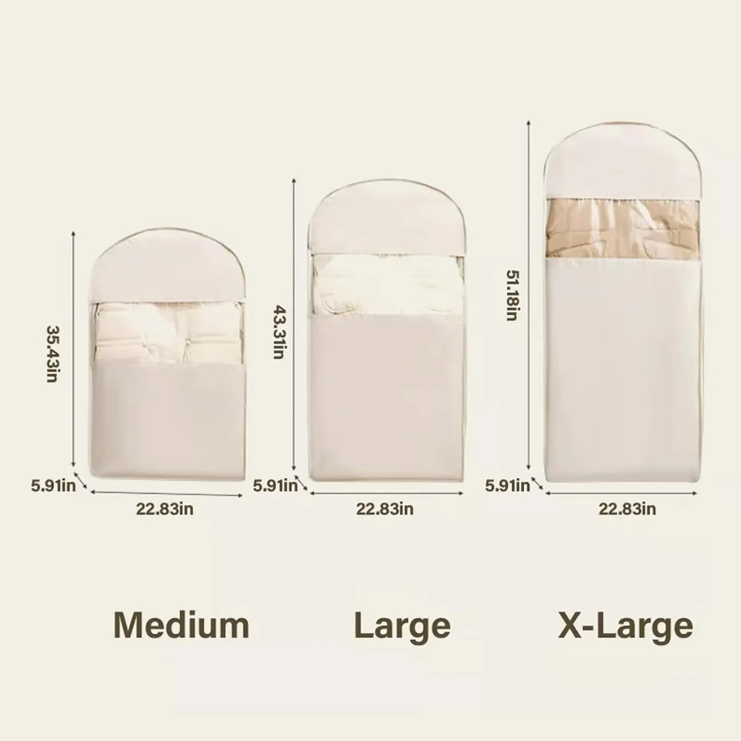 Space Saving Hanging Garment Bag, Space Saving Hanging Garment Bag with Self Compression Zipper, Dust Cover Clothes Bags for down Coat, Transparent Visibility (Pink, Large)