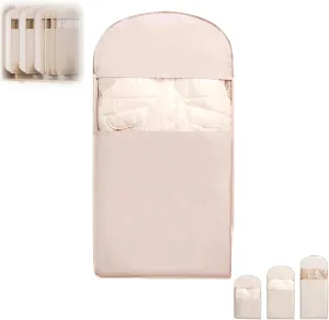 Space Saving Hanging Garment Bag with Self Compression Zipper, Dust Cover Clothes Bags for Down Coat, Space Saver Closet Organizers, for Closet Storage (Pink,Large)