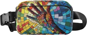 Stained Glass Hand Fanny Pack Water Resistant Waist Pack Sling Bag Purse for Women Men Travel Hiking