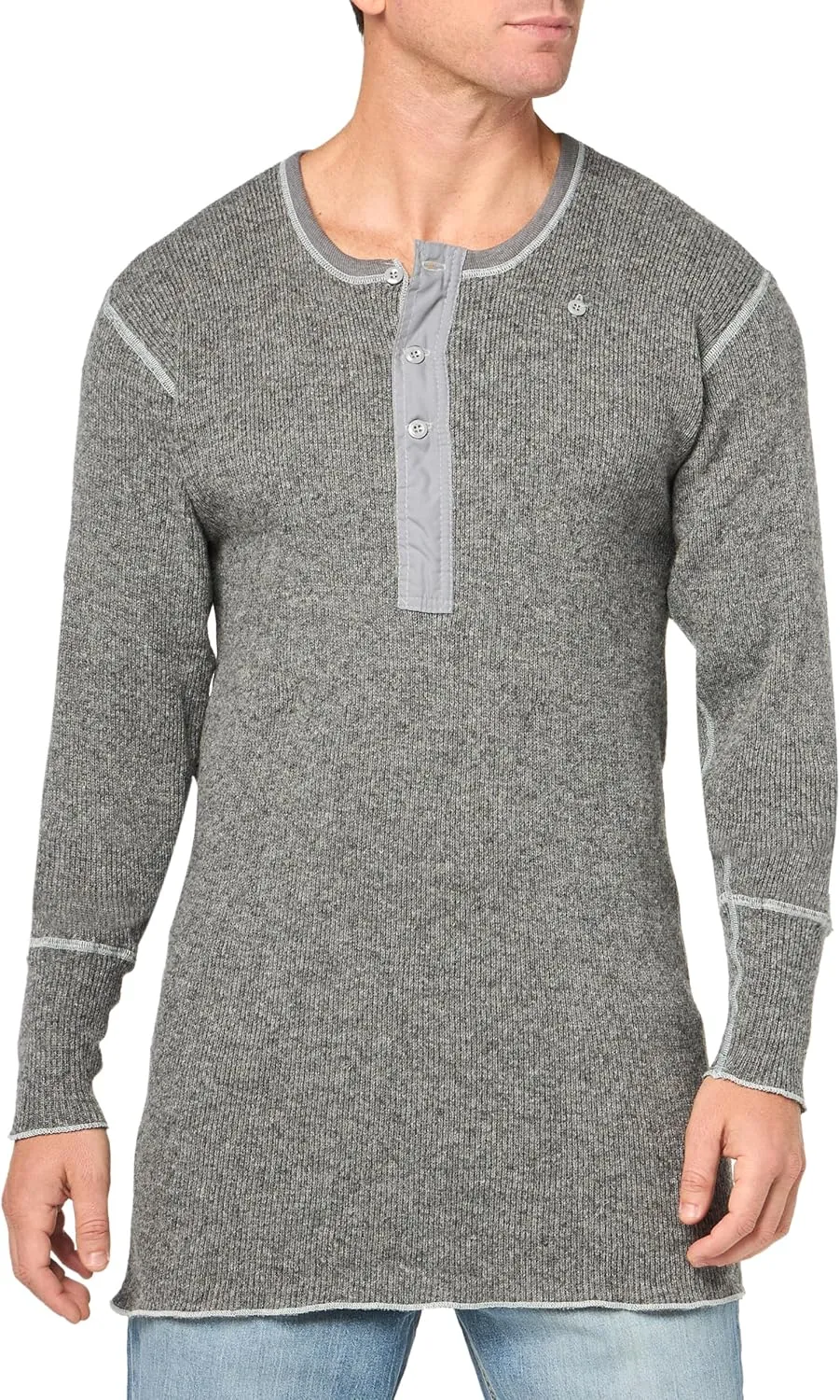 Stanfield's Men's Heavy Weight Wool Long Sleeve Shirt-3 Button Double Front Placket