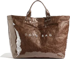 Stellaya Tote Bag, Pvc Women's Letters Print Tote Bag, Leopard Print Bag, Large Shopping Clear Hobo Handbag
