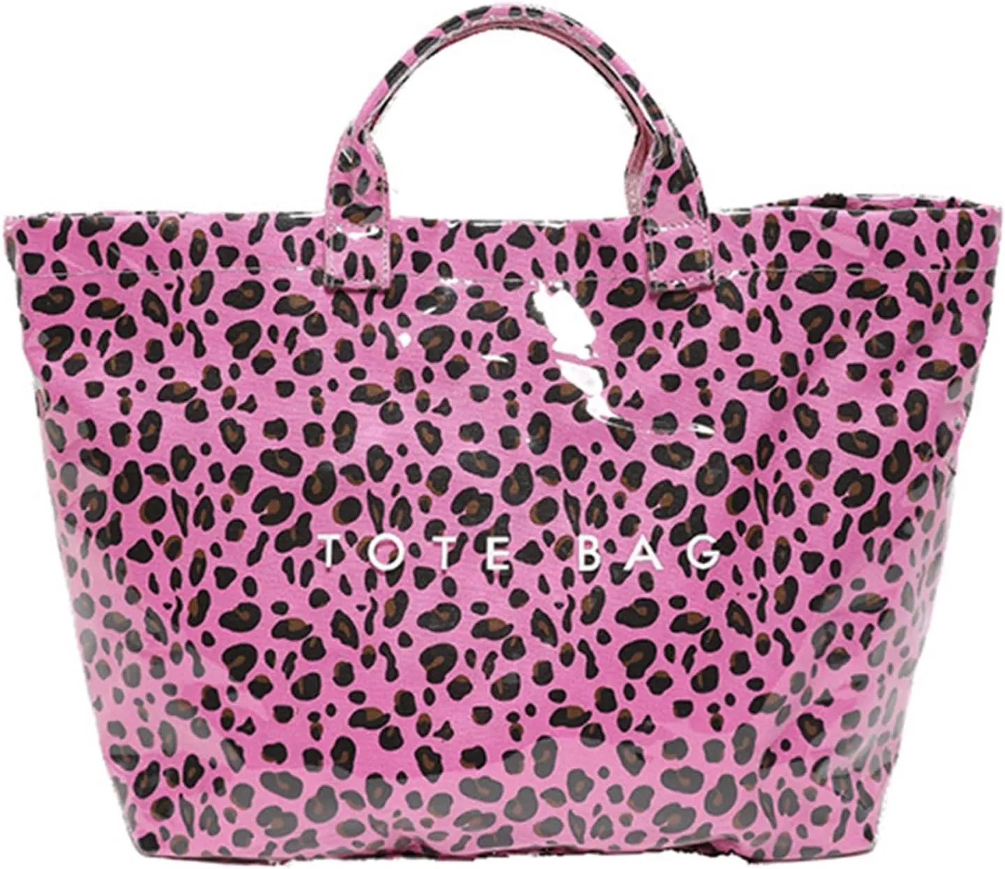 Stellaya Tote Bag, Pvc Women's Letters Print Tote Bag, Leopard Print Bag, Large Shopping Clear Hobo Handbag