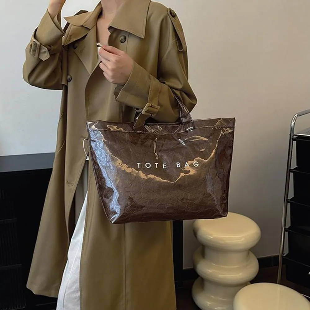 Stellaya Tote Bag, Pvc Women's Letters Print Tote Bag, Leopard Print Bag, Large Shopping Clear Hobo Handbag