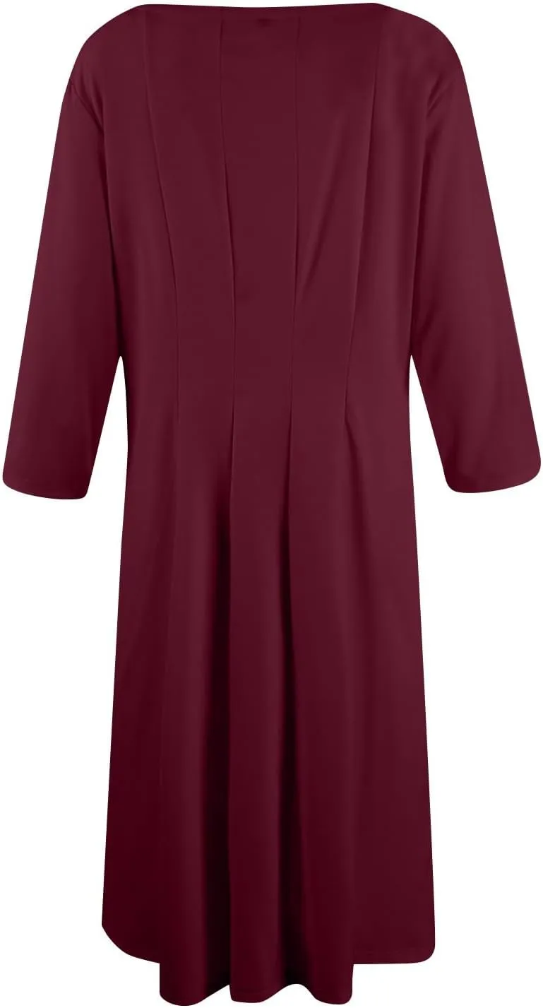 Sun Dresses for Women 2025 Vacation, Spring Casual Round Neck Three-Quarter Sleeve Solid Midi Dress