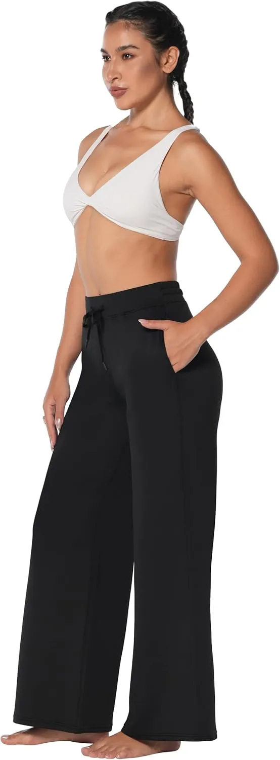 Sunzel Sweatpants for Women with Pockets, Straight Leg High Waisted Yoga Pants with Stretchy Drawstring, Lounge&Casual Wear