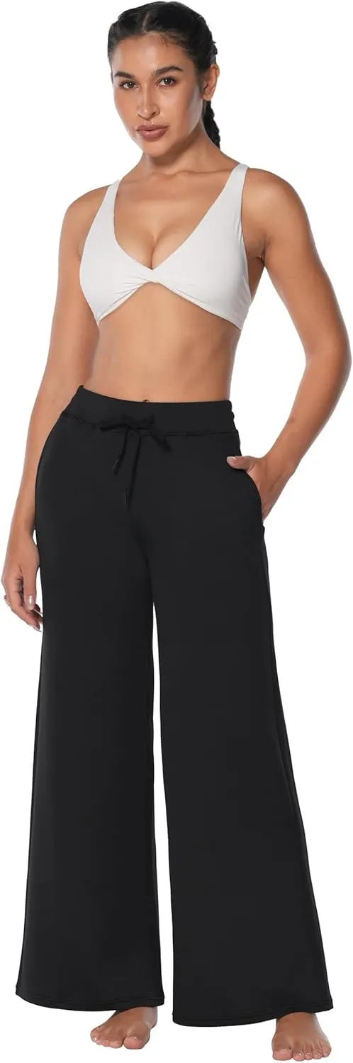 Sunzel Sweatpants for Women with Pockets, Straight Leg High Waisted Yoga Pants with Stretchy Drawstring, Lounge&Casual Wear