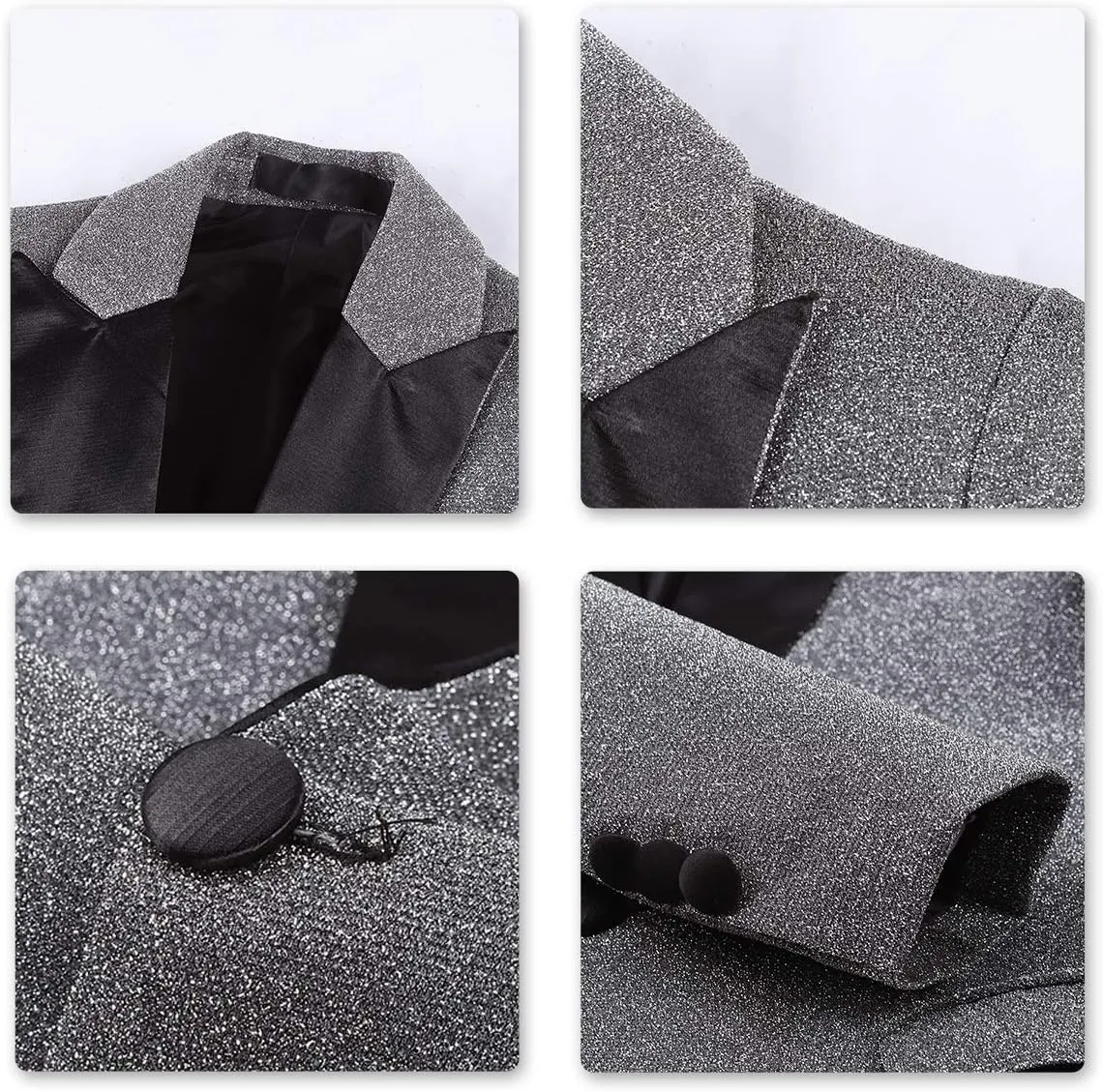 SWOTGdoby Boys Fashion Suit Tuxedo Slim Fit 3 Pieces Golden Shiny Green Silver Jacket Pants Bowtie