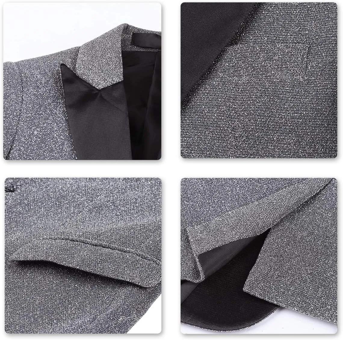 SWOTGdoby Boys Fashion Suit Tuxedo Slim Fit 3 Pieces Golden Shiny Green Silver Jacket Pants Bowtie