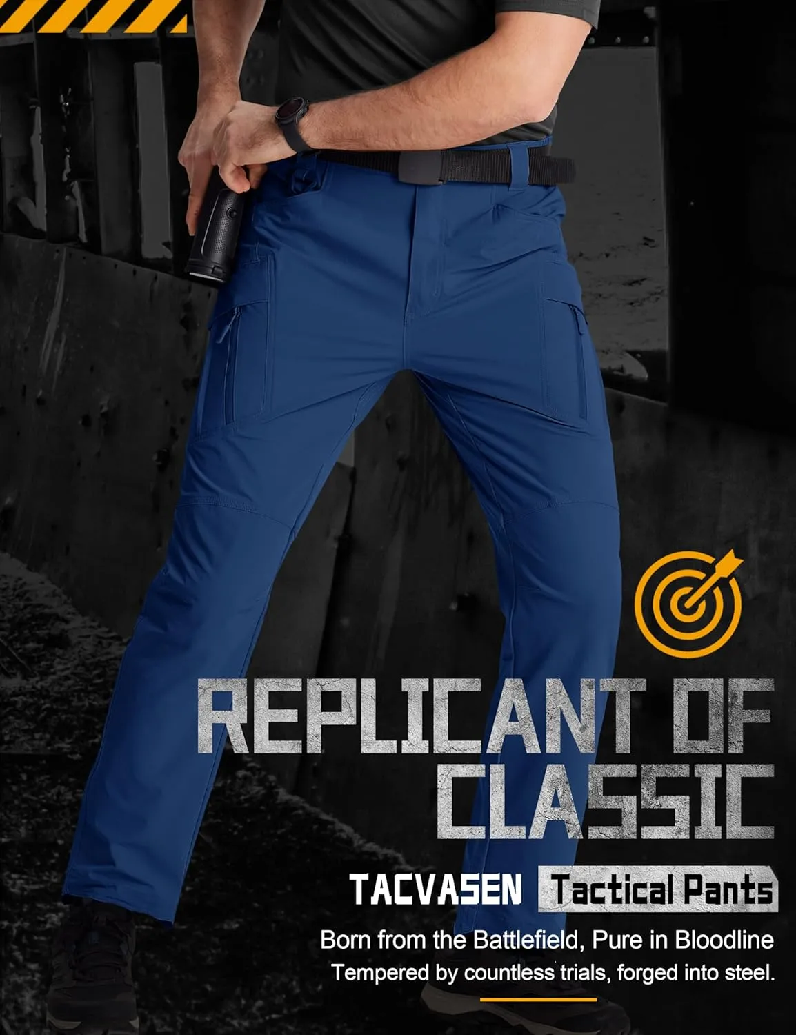 TACVASEN Men's Cargo Work Pants Construction Tactical Water Resistant Lightweight Outdoor Hiking Pants with 9 Pockets