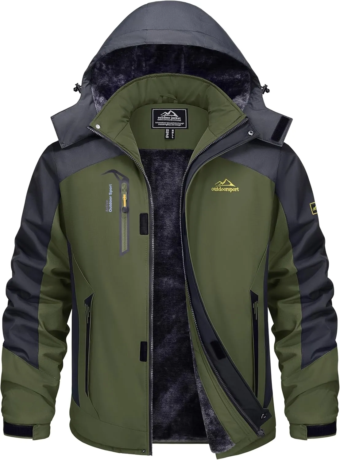 TACVASEN Winter Jacket Men's Water-Resistant Fleece Jacket Snow Ski Jacket Military Tactical Jacket Coat Parka Hood Raincoat