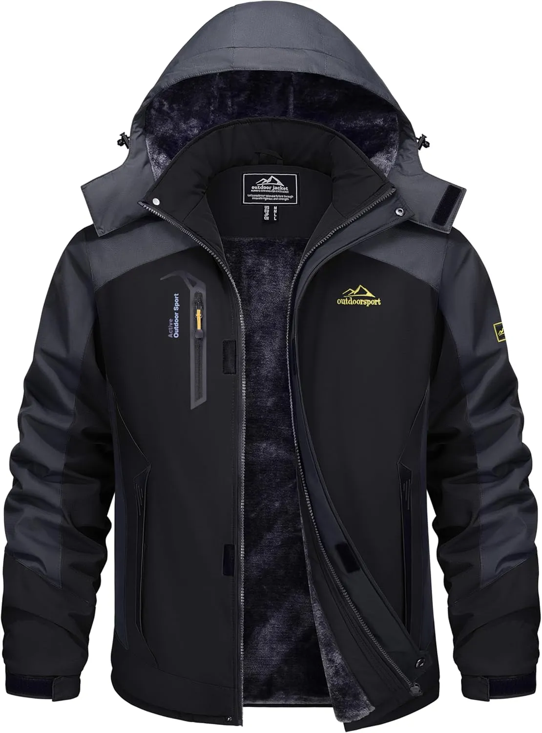 TACVASEN Winter Jacket Men's Water-Resistant Fleece Jacket Snow Ski Jacket Military Tactical Jacket Coat Parka Hood Raincoat