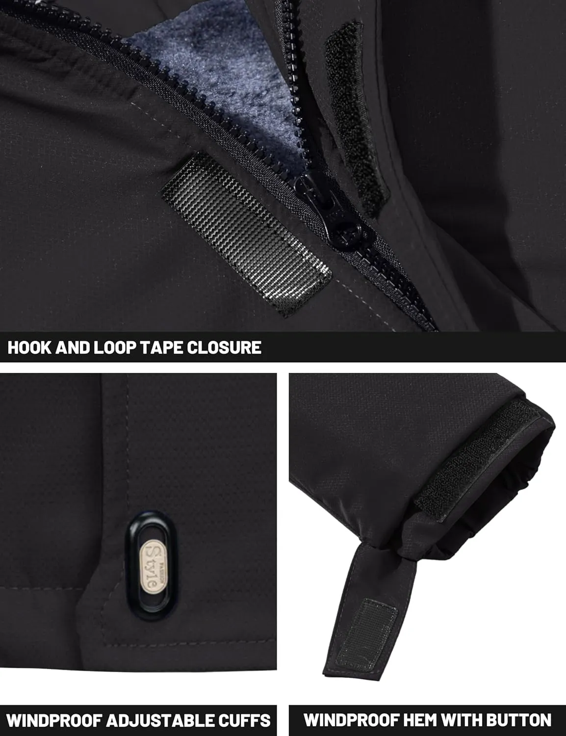 TACVASEN Winter Jacket Men's Water-Resistant Fleece Jacket Snow Ski Jacket Military Tactical Jacket Coat Parka Hood Raincoat