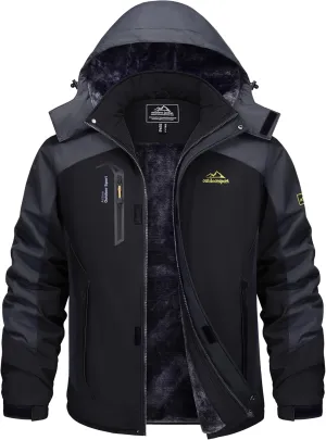 TACVASEN Winter Jacket Men's Water-Resistant Fleece Jacket Snow Ski Jacket Military Tactical Jacket Coat Parka Hood Raincoat