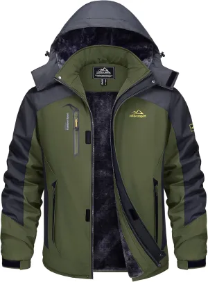 TACVASEN Winter Jacket Men's Water-Resistant Fleece Jacket Snow Ski Jacket Military Tactical Jacket Coat Parka Hood Raincoat