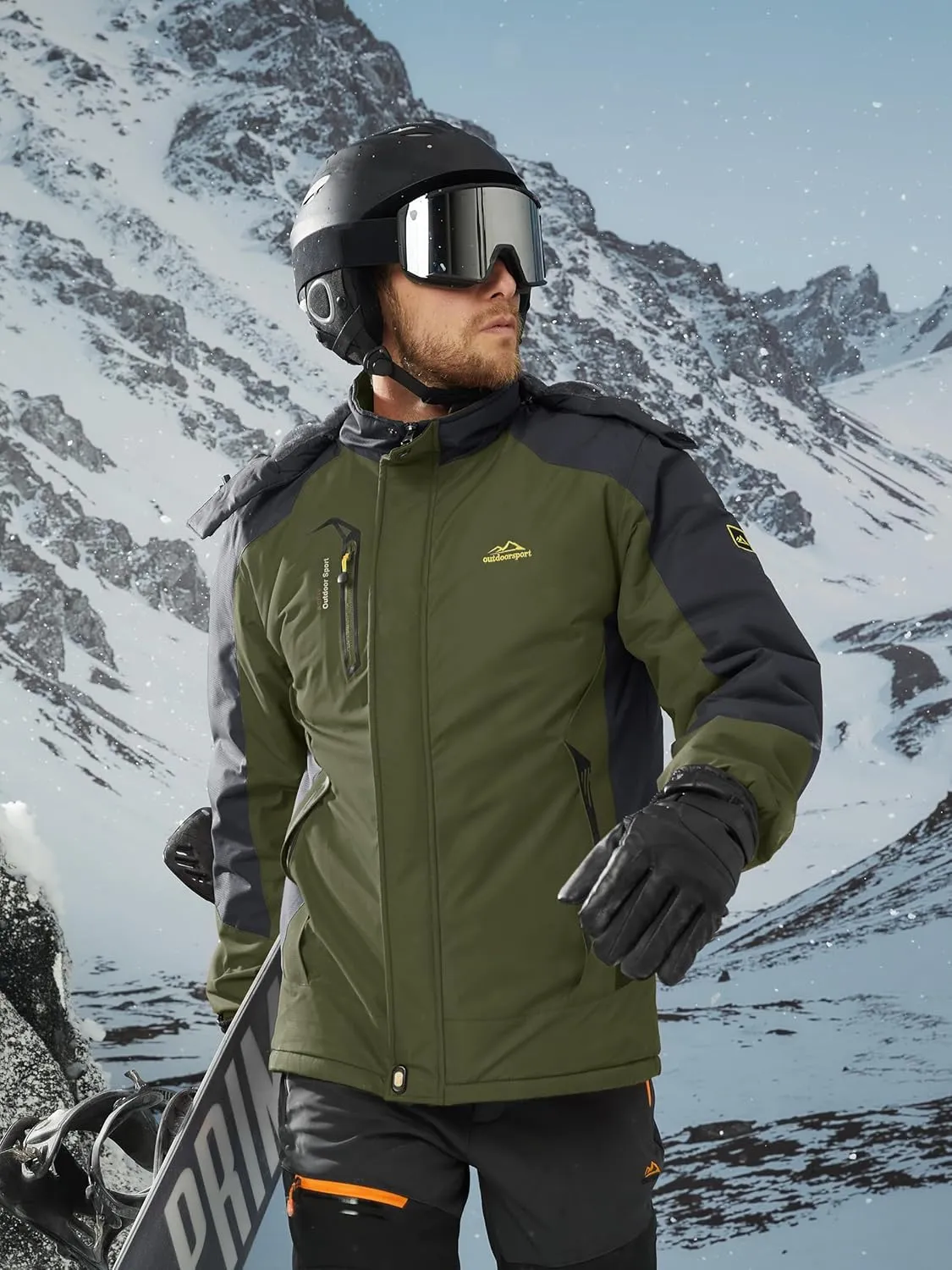 TACVASEN Winter Jacket Men's Water-Resistant Fleece Jacket Snow Ski Jacket Military Tactical Jacket Coat Parka Hood Raincoat