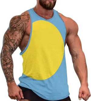 TAIZIYEAH Mens Beach Tank Tops Romanian Flag Sleeveless Lightweight Shirts Summer Running Athletic Swim Shirt