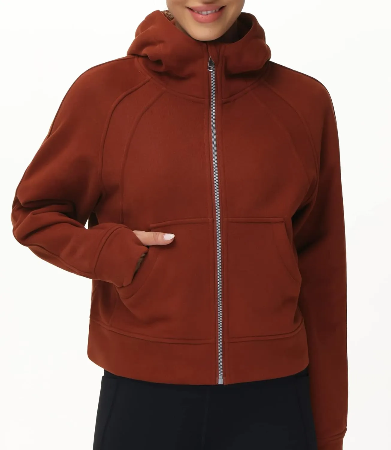 THE GYM PEOPLE Women's Full-Zip Up Hoodies Jacket Fleece Workout Crop Tops Sweatshirts with Pockets Thumb Hole