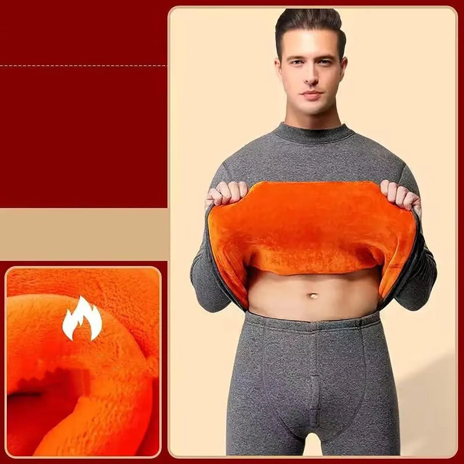 Thermal Underwear for Men Thermal Underwear Men and Women Thickened and Padded Qiu Jie Qiu Pants in A Set of Crew