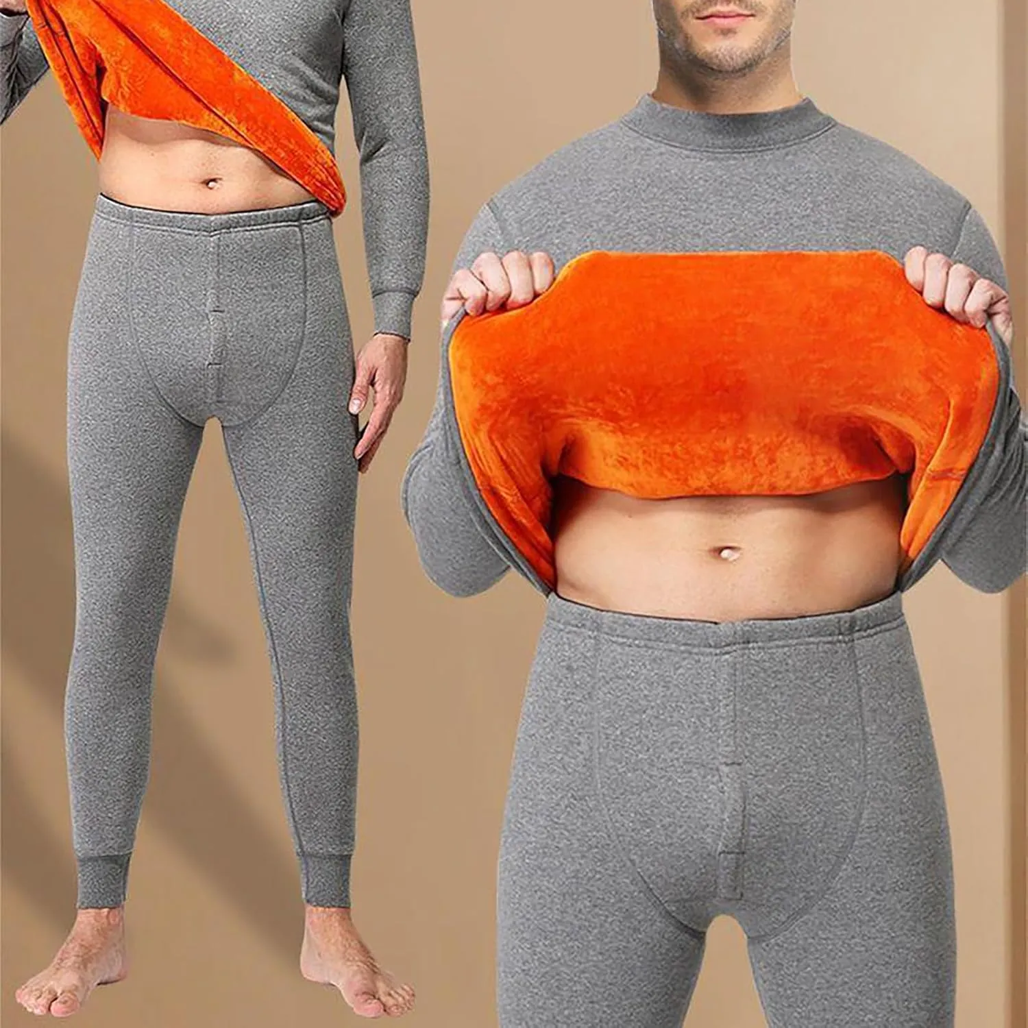 Thermal Underwear for Men Thermal Underwear Men and Women Thickened and Padded Qiu Jie Qiu Pants in A Set of Crew