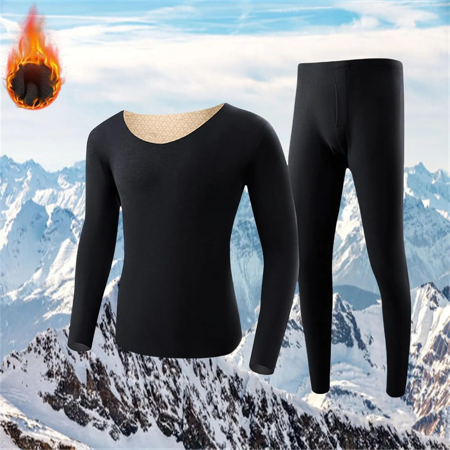 Thermal Underwear for Men Thermal Underwear Men and Women Thickened and Padded Qiu Jie Qiu Pants in A Set of Crew
