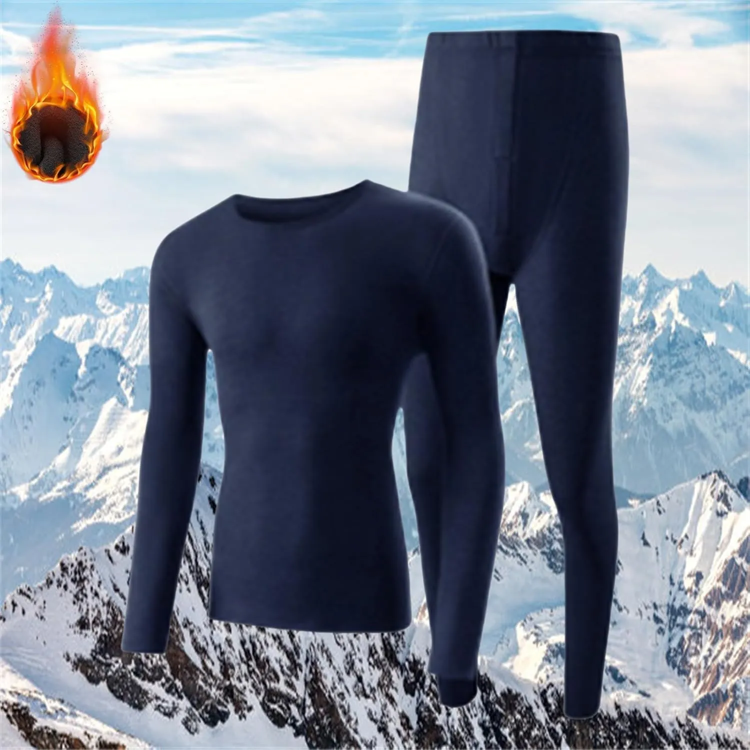 Thermal Underwear for Men Thermal Underwear Men and Women Thickened and Padded Qiu Jie Qiu Pants in A Set of Crew