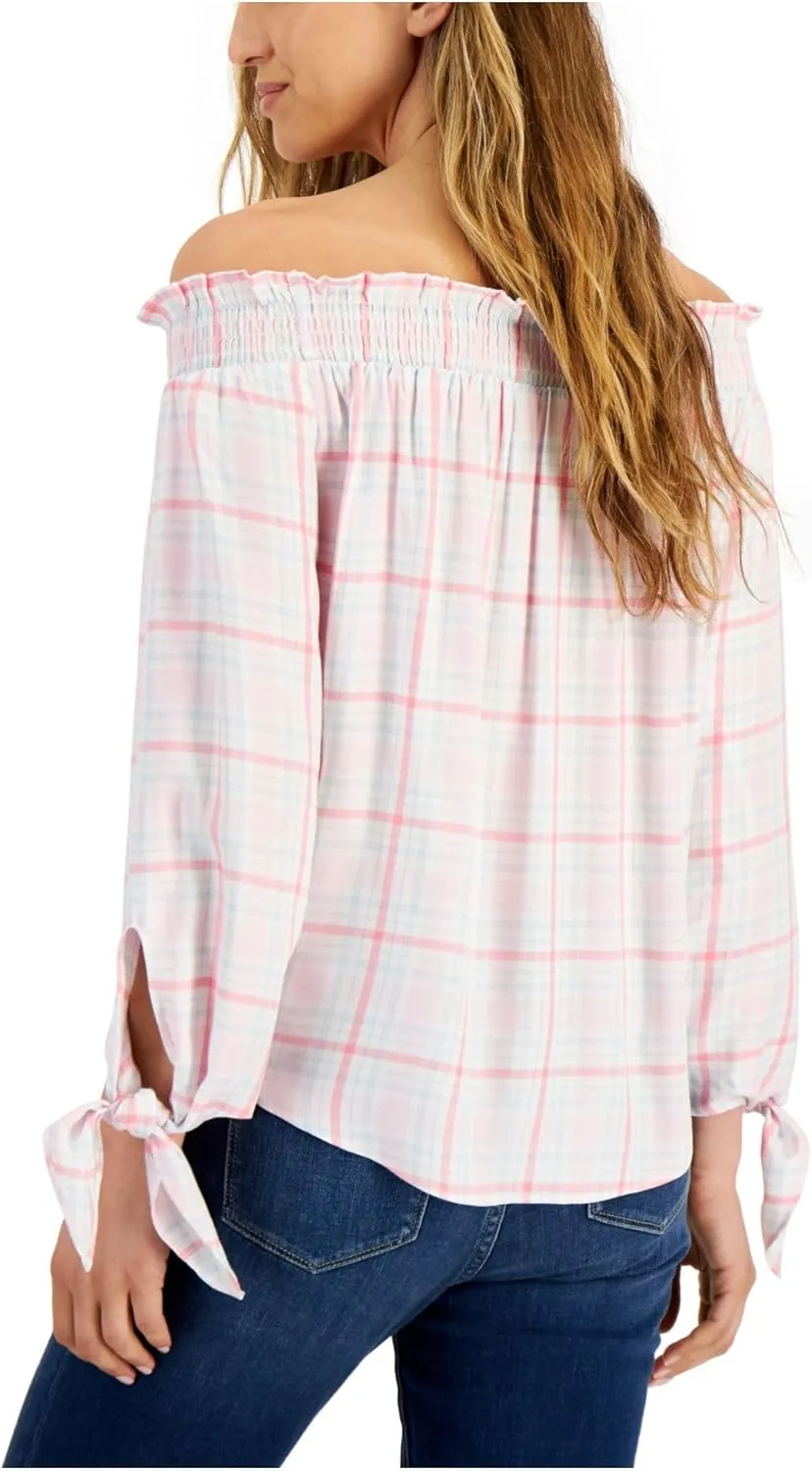 Tommy Hilfiger Women's Bandcollar Button Up Roll Tab Blouse