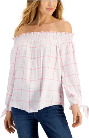 Tommy Hilfiger Women's Bandcollar Button Up Roll Tab Blouse