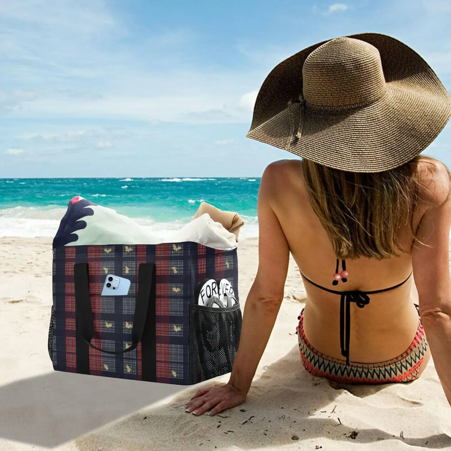 Tote Utility Bag Collapsable Beach Bag Water Resistant Canvas Car Tote Bag