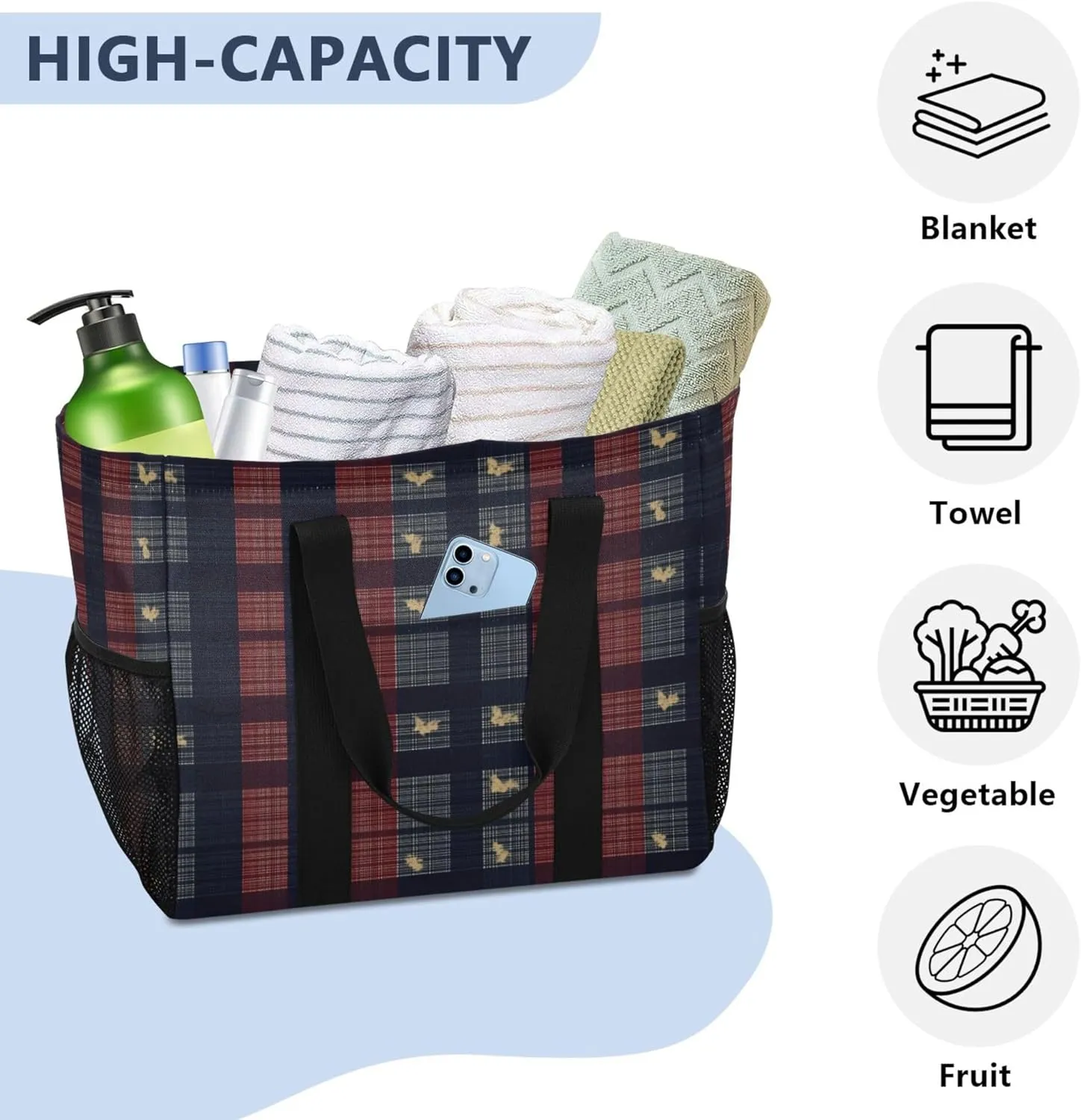 Tote Utility Bag Collapsable Beach Bag Water Resistant Canvas Car Tote Bag