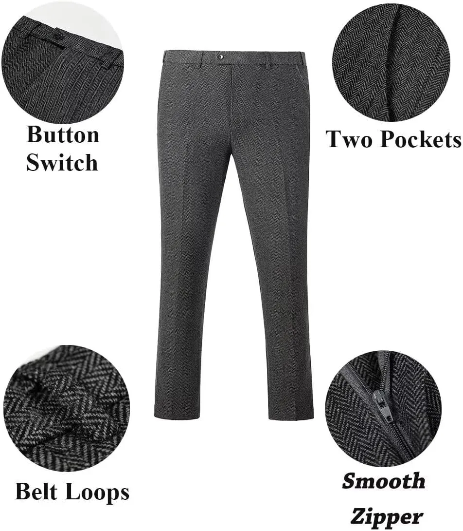 Tweed Herringbone Boys Suit 3 Piece Spring Retro Formal Suits for Boy Wool Blend Blazer Vest Pants Wedding Tuxedo Set