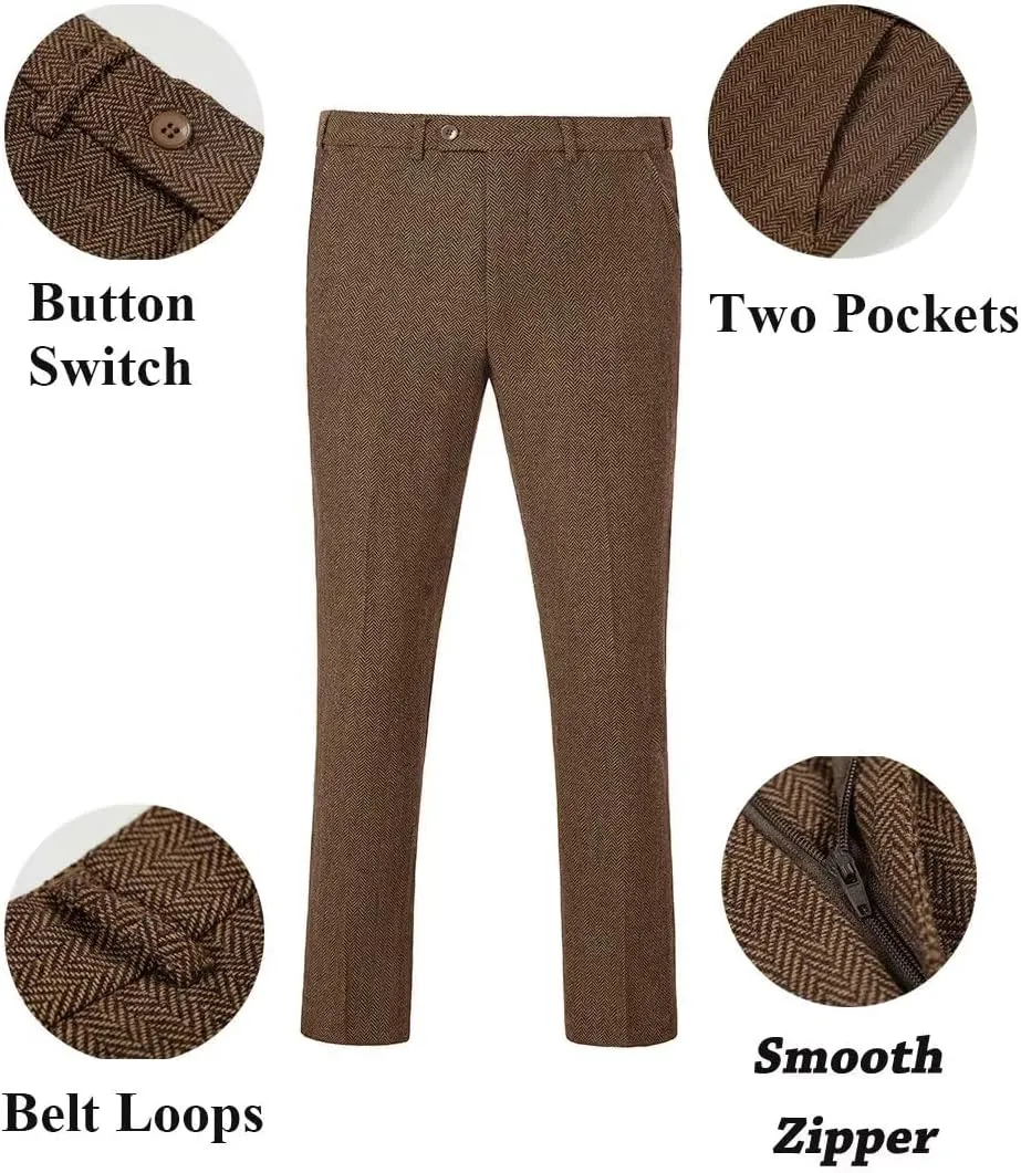 Tweed Herringbone Boys Suit 3 Piece Spring Retro Formal Suits for Boy Wool Blend Blazer Vest Pants Wedding Tuxedo Set