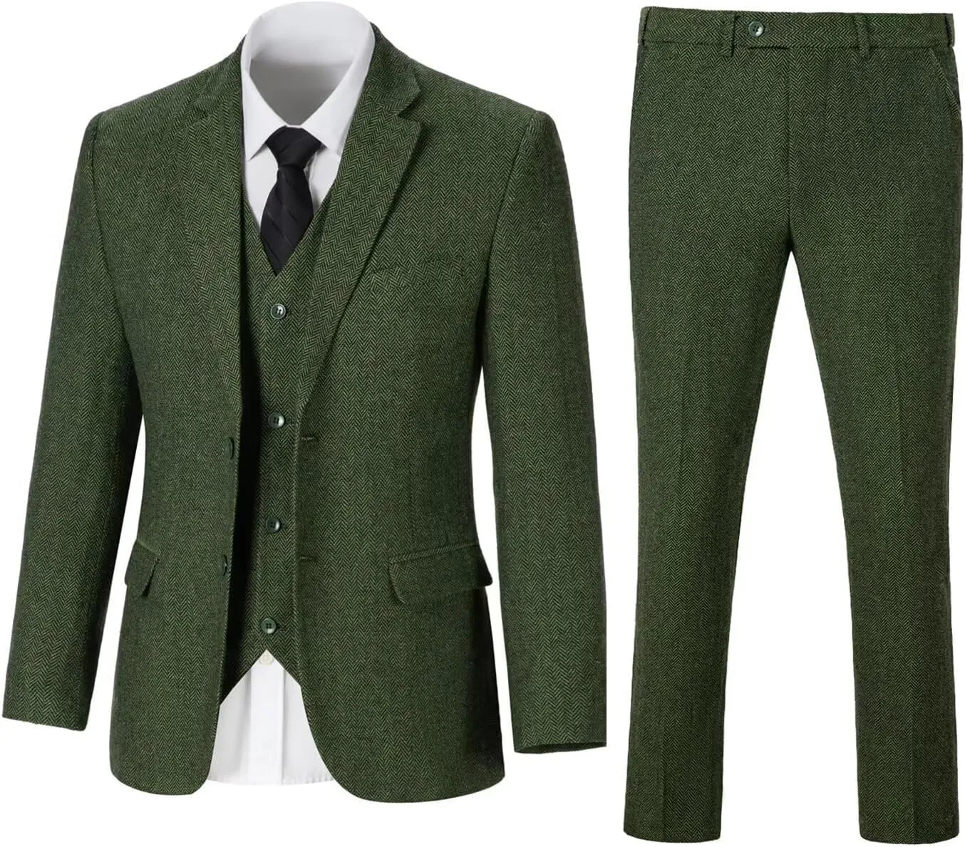 Tweed Herringbone Boys Suit 3 Piece Spring Retro Formal Suits for Boy Wool Blend Blazer Vest Pants Wedding Tuxedo Set