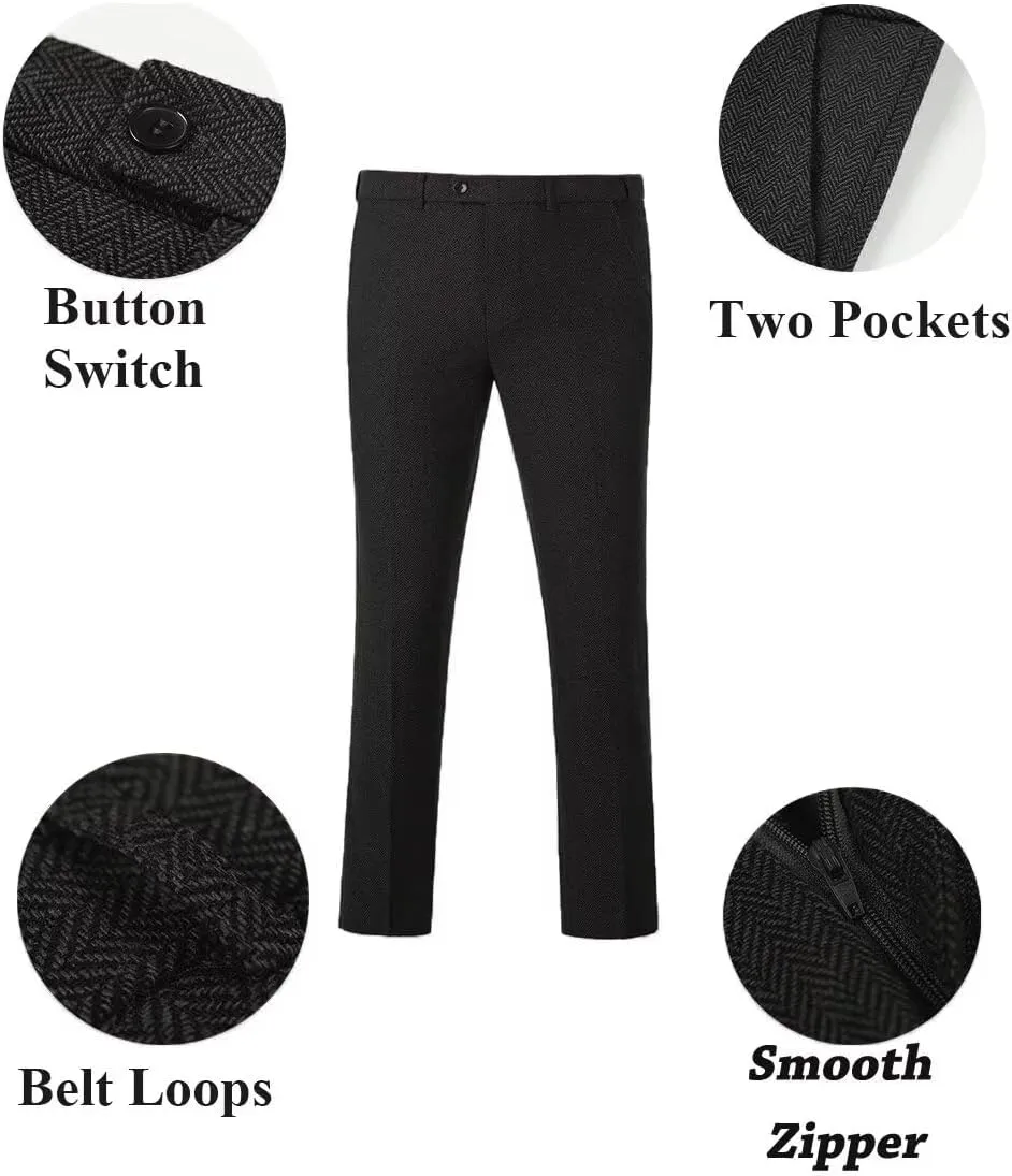Tweed Herringbone Boys Suit 3 Piece Spring Retro Formal Suits for Boy Wool Blend Blazer Vest Pants Wedding Tuxedo Set